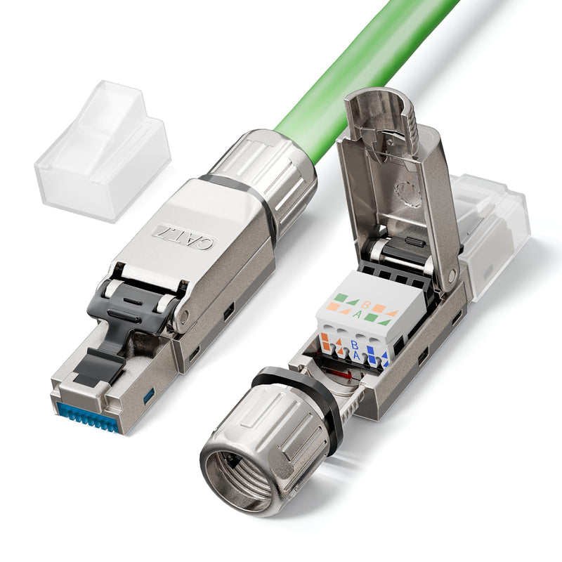[Australia - AusPower] - LEENUE LAN Connector Cat 7 Toolless, 10 Gbit/s 600 MHz, Gold-Plated RJ45 Connector Tool-free POE for Cat7 Cat6A Installation Cable, Shielded Network Connector Cat7 Tool-free, Reusable, Pack of 2 2 pcs. 