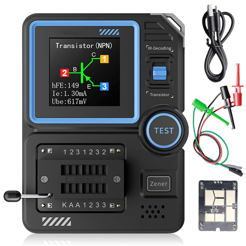 [Australia - AusPower] - LCR-P1 Transistor Tester, Transistor Meter with Colour Display, Diode Capacitor Resistance Meter LCR ESR Meter LCR Resistance Counter Multifunction Tester NPN PNP MOSFET IR 