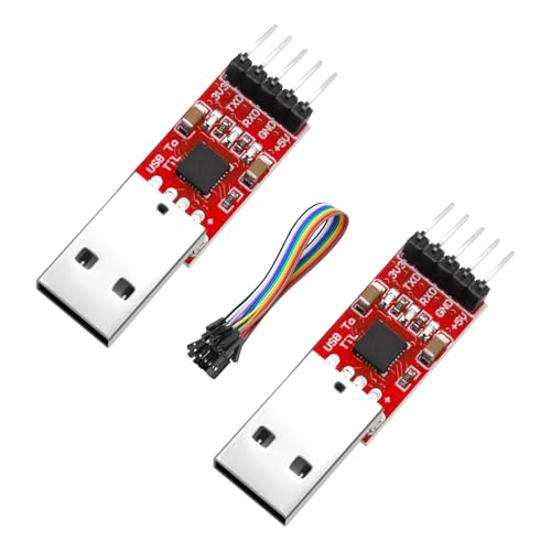 CP2102 HW-598 USB to TTL Serial Converter Module UART USB TTL Adapter Converter for 3.3 V and 5 V with Jumper Cable Pack of 2