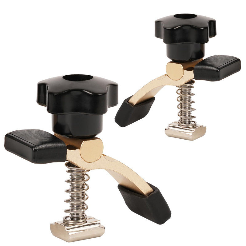 [Australia - AusPower] - Pack of 2 T-groove hold-down holder, electroplating treatment + rubber protective cover, can press 45 mm thick, suitable for wood and metal processing (yellow + black) Yellow + Black 
