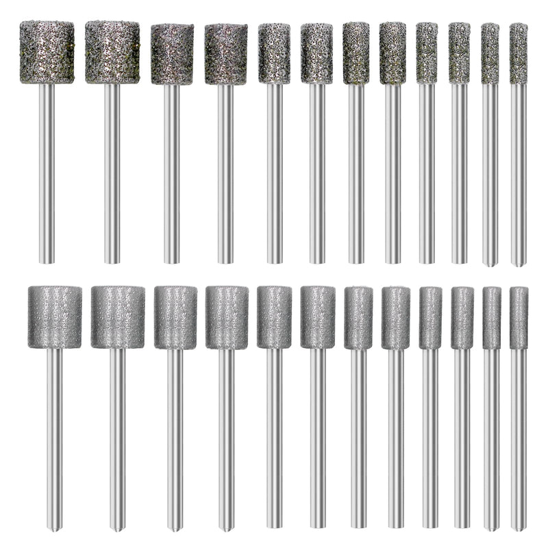 [Australia - AusPower] - PWGHWG Diamond Cutter Set, 24 Pieces Diamond Burrs with 1/8 Inch Shank, Diamond Grinding Points 46 Grit 120, for Stone Glass Ceramic Carving, Grinding, Polishing, Engraving 