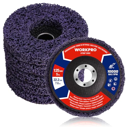 WORKPRO Pack of 6 CSD Discs 125 mm Sanding Discs Set, Cleaning Discs for Angle Grinder for Removing Rust & Paint, Abrasive Angle Grinder Discs for Coarse Cleaning