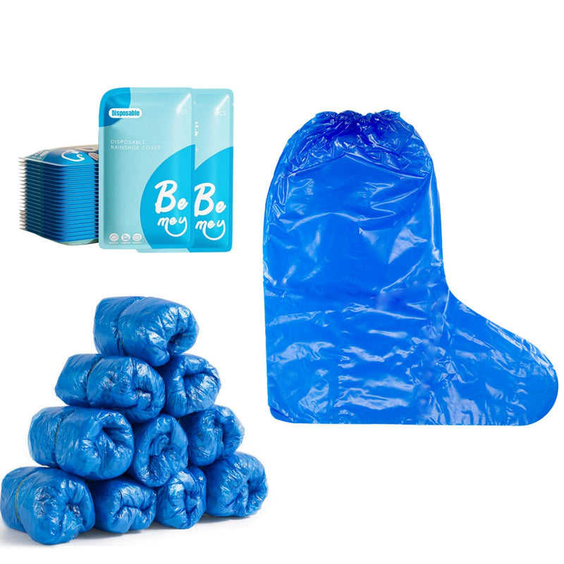 10 Pairs of Disposable Boot Covers, Blue Overshoes, Disposable Overshoes with Elastic Band, Disposable Overshoes, Rain Overshoes, Waterproof Rain Shoe Covers for Men and Women (50 cm) 10