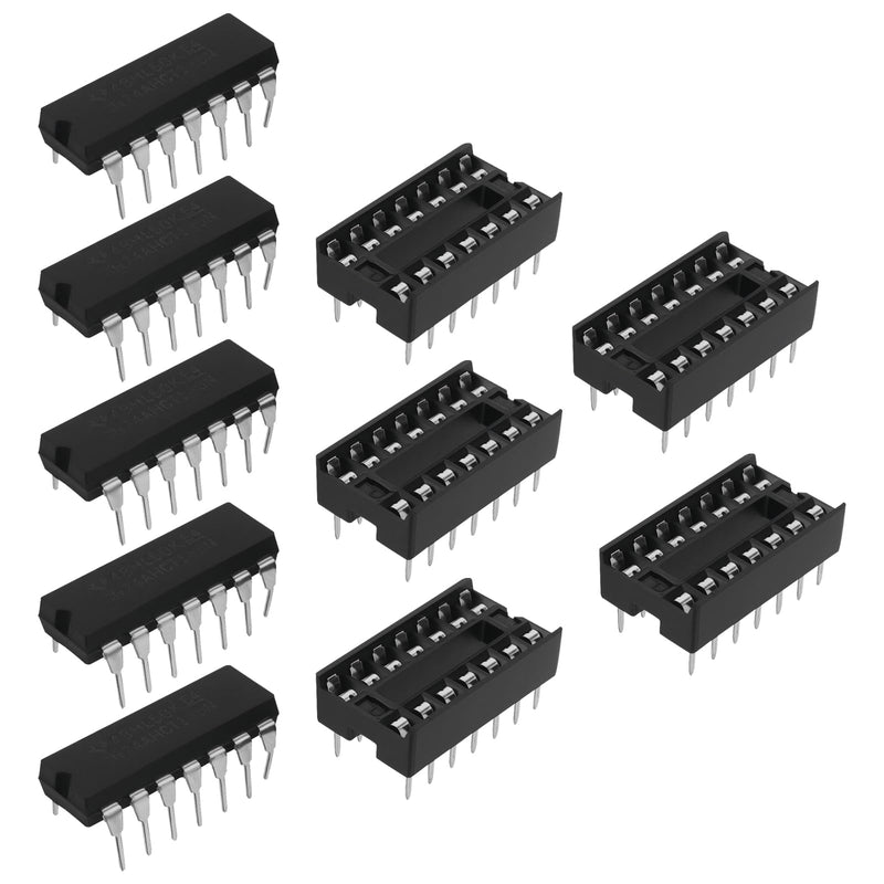 5 Sets SN74AHCT125N Quad-Bus Buffer Chips with Three States and Sockets for Buffering Digital Circuits