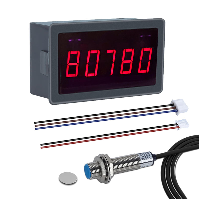 [Australia - AusPower] - 5-Bit Digital LED Tachometer, DC 5V-30V RPM Meter, Motor Speedometer, with Support of Speed/s Mode, Frequency Division and Filter Function, Tachometer with Hall Near Field 