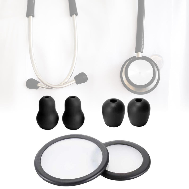 Stethoscope Replacement Parts Compatible with Littman Classic 3, Cardiology 3 & Cardiology 4, 2 Bell Membrane Cover + 4 Eartips
