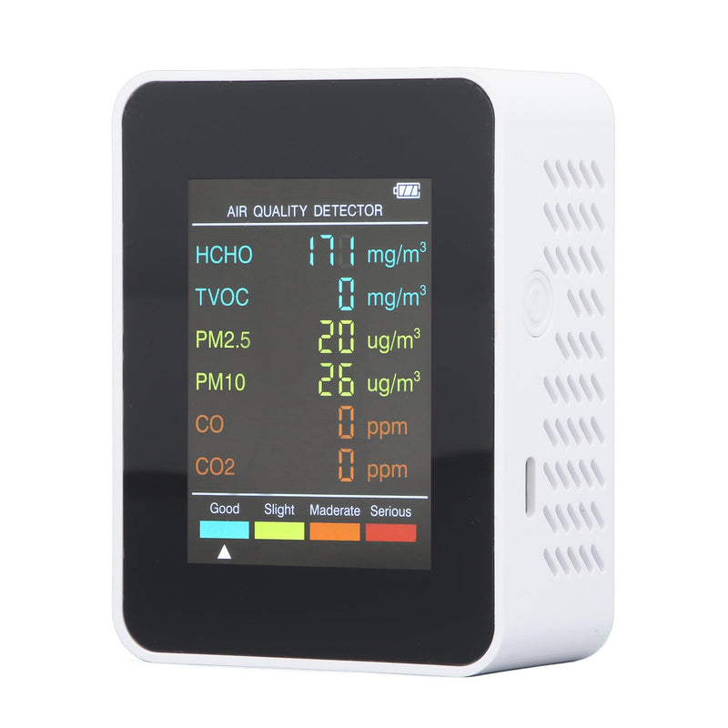 [Australia - AusPower] - CO2 Monitor, Indoor Air Quality Monitor, Portable Air Quality Meter for CO2 TVOC HCHO PM2.5 PM10 Detection, Air Quality Tester for Home (White) WHITE 