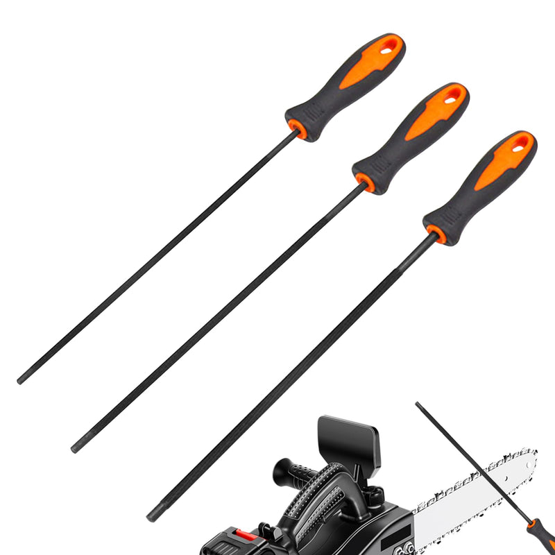 [Australia - AusPower] - Pack of 3 File for Chainsaw, Horse Round File 4 mm with Handle, Chainsaw Files, Available in 3 Sizes of 4.0 mm, 4.8 mm, 5.5 mm, Horse File Suitable for Chainsaw Sharpening 
