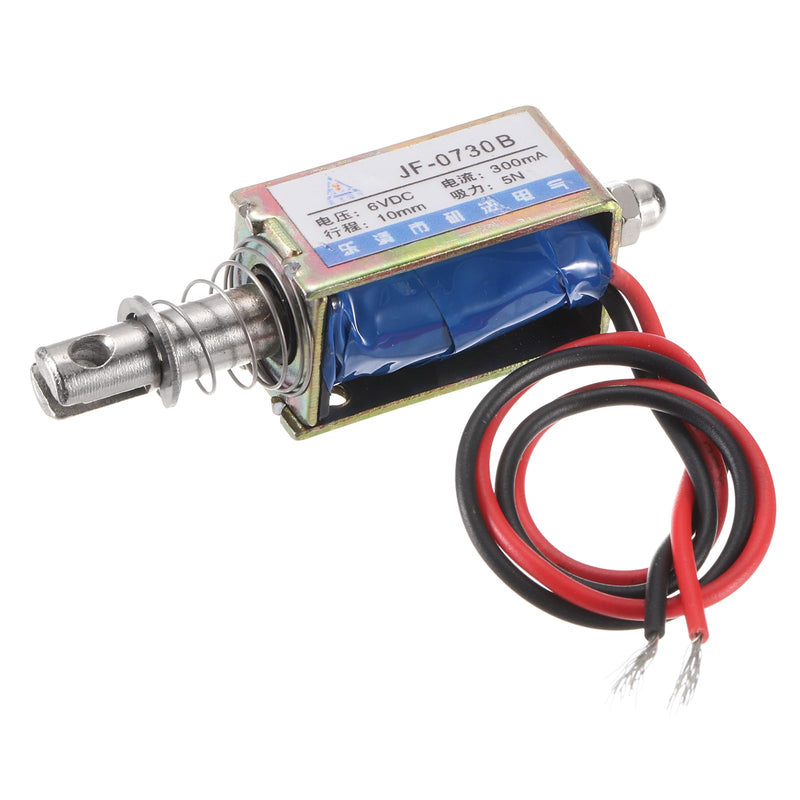 [Australia - AusPower] - QUARKZMAN DC 6V 0.3A Solenoid Electromagnet Push Type 5N 10 mm Hub Electromagnetic Actuator Open Frame Linear Motion JF-0730B Magnet Electromagnet 