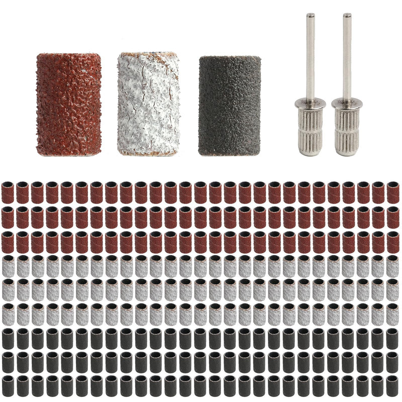 Sanding Sleeve Set, Sanding Caps Nail Cutter, 248 Pieces Sanding Belt 80/120/180 Grit, Sanding Drum for Wood, Crafts, Includes 2 Sanding Rollers, Compatible with Dremel Sanding Attachments