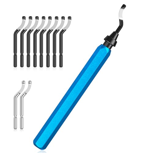 10 Blade Deburring Deburrer for 3D Printing Metal Plastic Stainless Steel (8 BR1010, 2 BS1018) blue