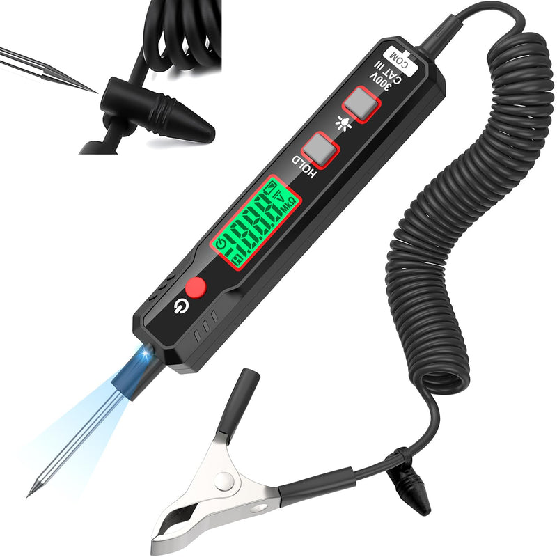 YOJOCK Voltage Tester Car Smart Circuit Tester, 0.8 V - 100 V DC Digital Test Lamp Car, Automotive Continuity Test Electric Tester Car Fuse Tester with Torch for Car Battery