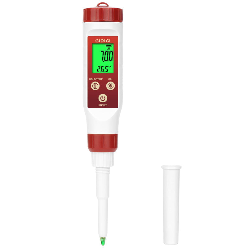 [Australia - AusPower] - pH Meter for Food, GIDIGI Digital pH Tester for Food, Precise pH Test Kits for Preservation with ATC, Professional pH Test Pen for Fermentation, Spear pH Probe for Bread Cheese 
