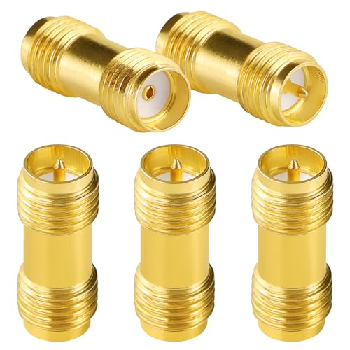 SMA Female to RP-SMA Female Plug Connector, RF Coaxial Adapter, for 2G 3G 4G LTE Antenna, Router, Pack of 5 SMA Female to RP-SMA Female