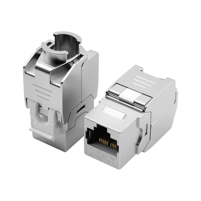 [Australia - AusPower] - 2x CAT 7 Keystone RJ45 Module Socket LAN Cable 10 Gbit/s to 1000 MHz AWG 22-24 Tool-Free LSA Fully Shielded STP Socket RJ45 Socket Cutting Terminal for Patch Panel and Network Socket 2pcs 