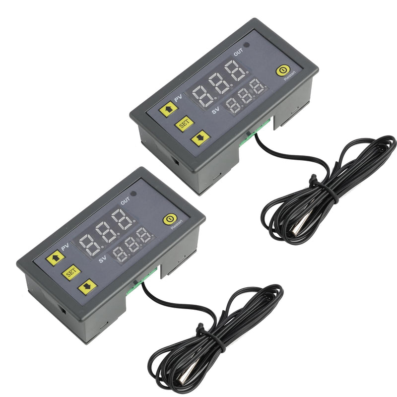 [Australia - AusPower] - Pack of 2 W3230 AC 110V-220V Digital Temperature Controller, 20A LED Display Thermostat with NTC 10K Sensor Probe, Temperature Control from -50°C to 110°C for Refrigerators, Freezers, HVAC Systems 