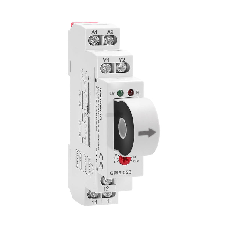 [Australia - AusPower] - DEWIN Surveillance Relay, GRI8-05B AC/DC Over and Under Current Relay 2A-20A Adjustable Overload Protection AC/DC 24V-240V 