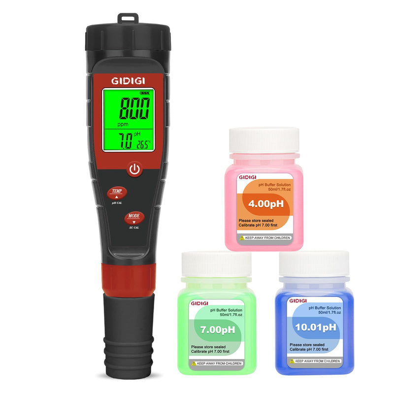 pH Meter for Hydroponic Water, Digital pH Tester for Water, TDS Tester EC PPM Test for Plant Nutrients, 4-in-1 Meter for Conductivity, pH Pen for Drinking Water, DWC, Indoor Plants | PPM Plant Nutrient Tester Conductivity Meter 4 in 1 pH Pen for Drinki...