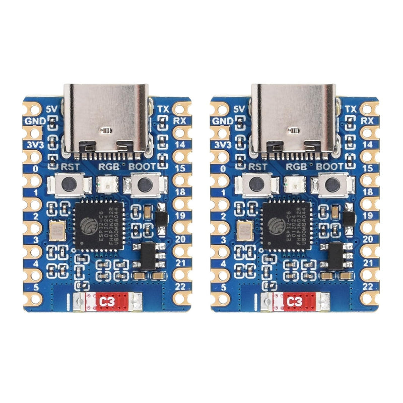 Waveshare ESP32-C6-Zero (2 PCS), ESP32-C6 Mini Development Board, Based on ESP32-C6FH8, Dual Processors, 160MHz Running Frequency, 2.4GHz WiFi 6 & BT5, ESP32 Development Board, Without Pin Header