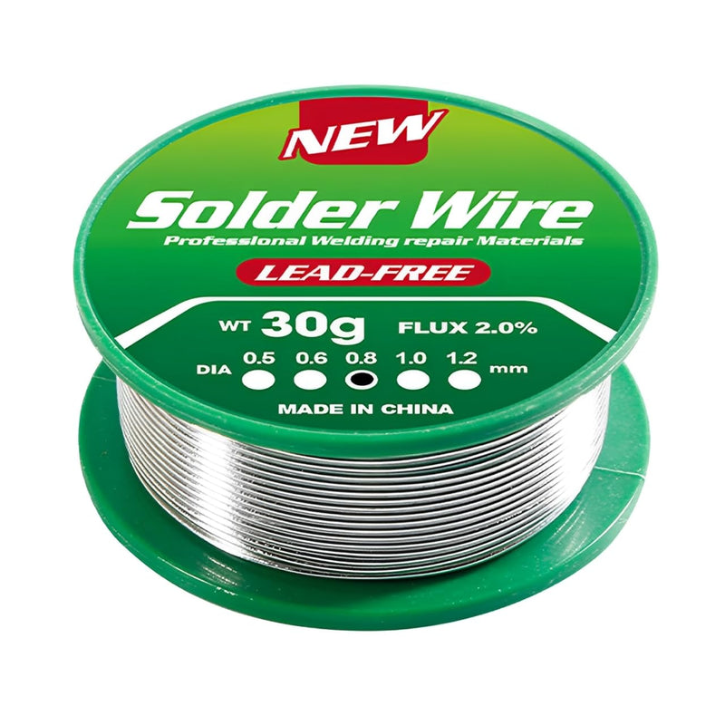 [Australia - AusPower] - Solder 0.8 mm 30 g, Solder Lead Free with Rosin Core, Lead-Free Soldering Wire Electronics, Sn99.3 Cu0.7, for Electric Soldering and DIY 