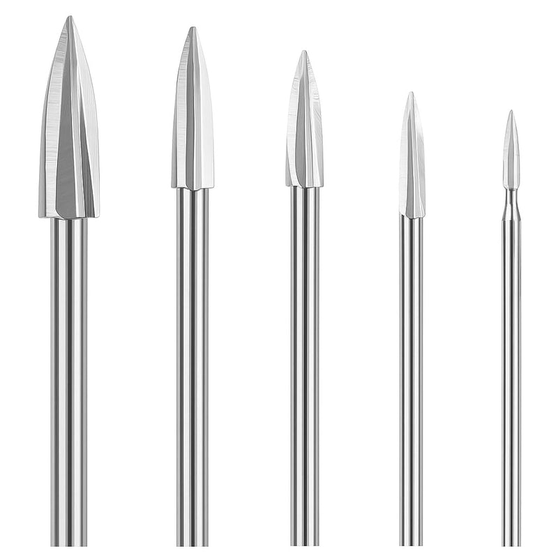 [Australia - AusPower] - 5pcs Wood Carving Tool, HSS Engraving Tool, Rotary Tools, 3 mm Shank, Wood Cutter Set for Precise Carving, Drilling and Creative DIY Projects in Various Sizes for Beginners and Professionals 