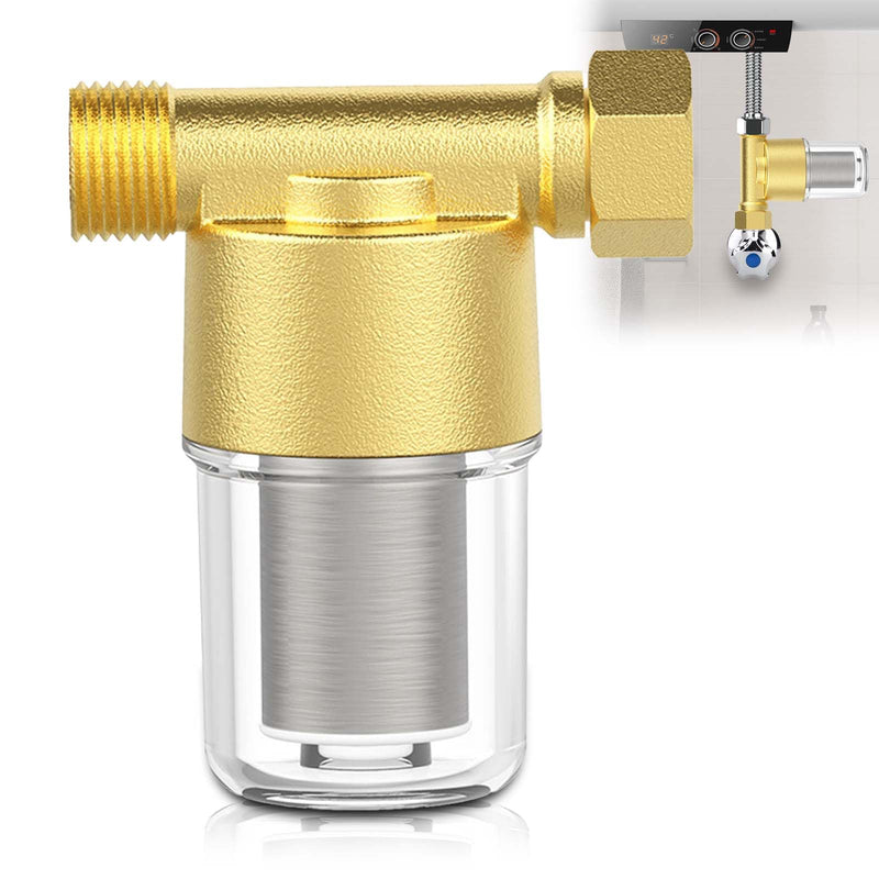 [Australia - AusPower] - Pipeline Water Filter, 1/2 Inch Water System Pre-Filter with 40μm 304 Stainless Steel Filter Element, Inline Mesh Strainer Water Pump Filter, Brass Water Pipe Filter for Bathrooms and Kitchens 
