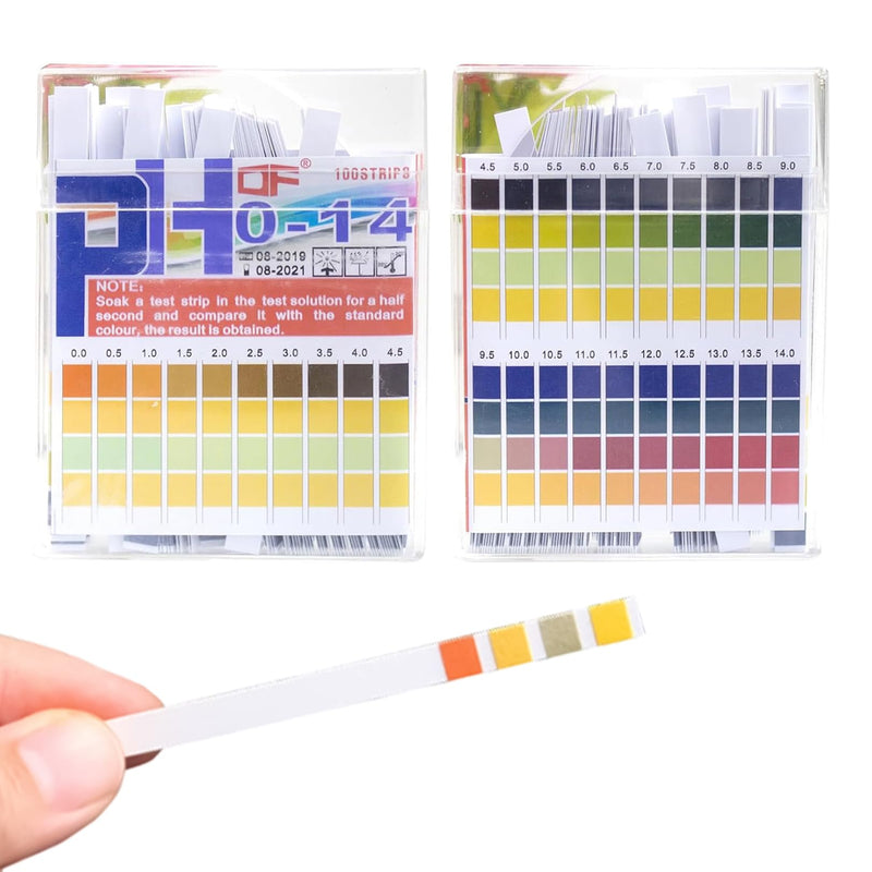 [Australia - AusPower] - Pack of 100 PH Test Strips, PH Value Test Strips, Four Colour Acid Base Test Strips, Litmus Paper, Test Bases Acid Water, Measuring Range (PH 0-14), Strip Strips for Home, Aquariums, Laboratories 