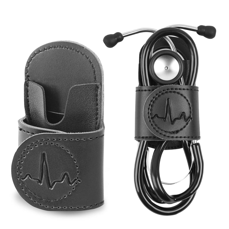 PU Leather Stethoscope Holder with Clip for Belt, Stethoscope Holder, Stethoscope Holder with Clip for Doctors and Nurses (1-Black) 1 pc. 1-Black