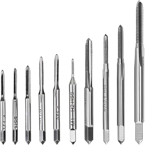10 pieces M1 to M3.5 mini tap set, M2 thread cutter made of high-speed steel, standard tap set for machining nuts on machine tools