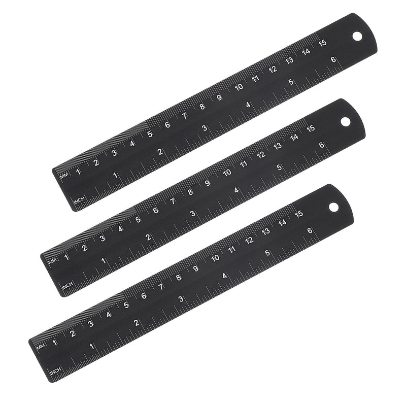 [Australia - AusPower] - 3 Pieces Metal Ruler, 15 cm Aluminium Ruler, Black Straight Rulers, Drawing Scale Rulers, Aluminium Desk Ruler, Metal Ruler for Students, Mechanical Builders and Draftsmen 