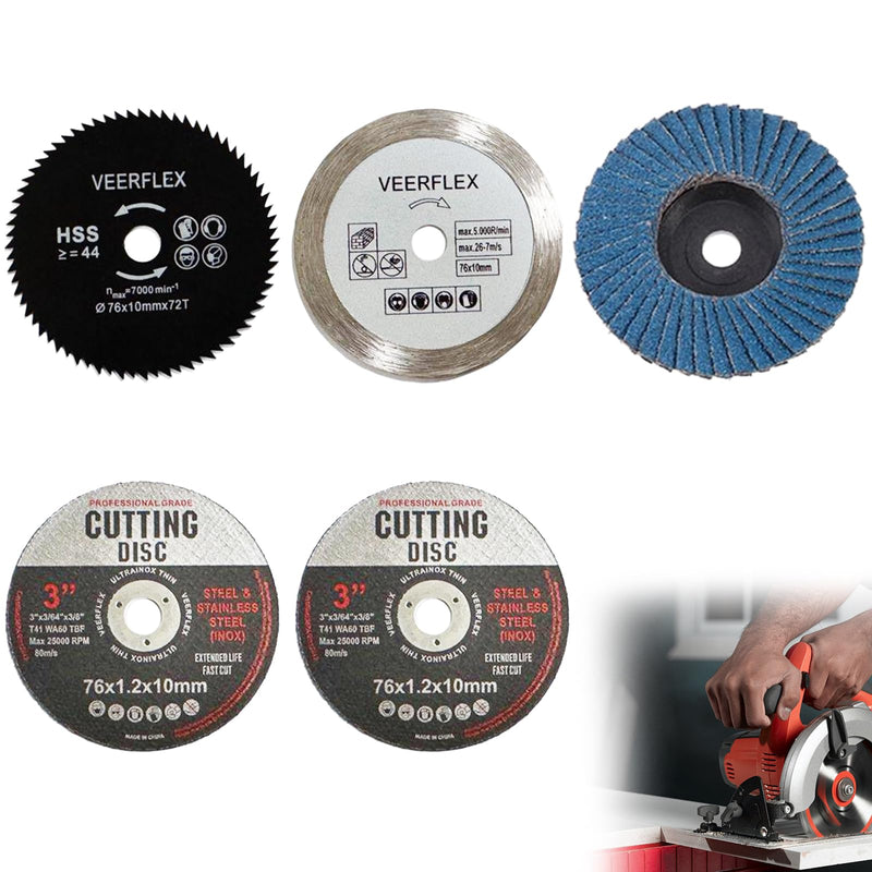 [Australia - AusPower] - 76mm Cutting Disc, 5 Pieces Angle Grinder Discs, Cutting Discs for 10mm Bore, Angle Grinder Discs for Cutting Metal, Stone, Wood, Plastic, Grinding 