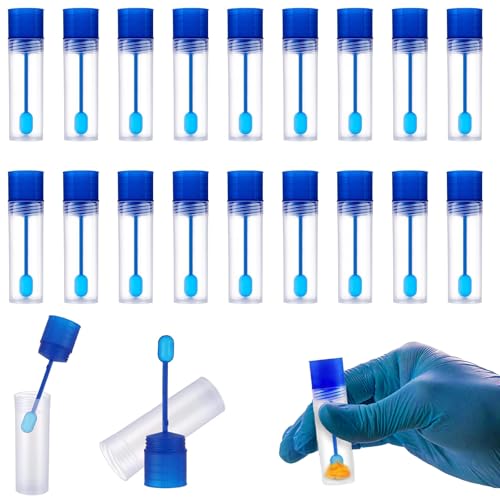 Chair Sample Tube, Faecal Sample Tube, Dog and Cat, 20 Pieces, 15 ml, Transparent, with Spoon, High-Quality Material, Dense Design