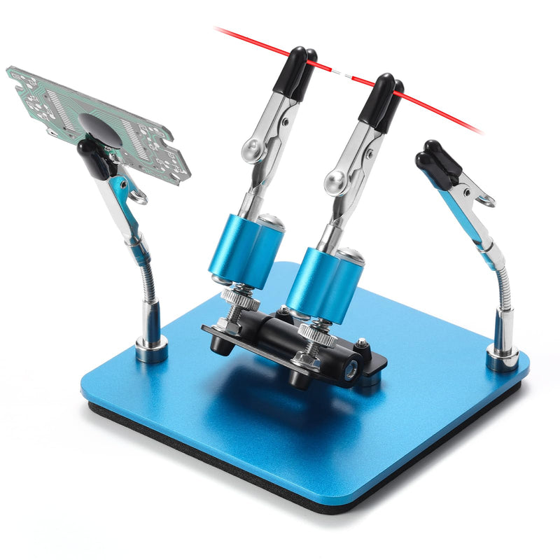SainSmart Soldering Aid Hands, 360° Adjustable Magnetic Arms | Compact 3.9 x 3.9 inch steel base, mini soldering station, magnetic auxiliary arms, secure hold, 2 adjustable arms