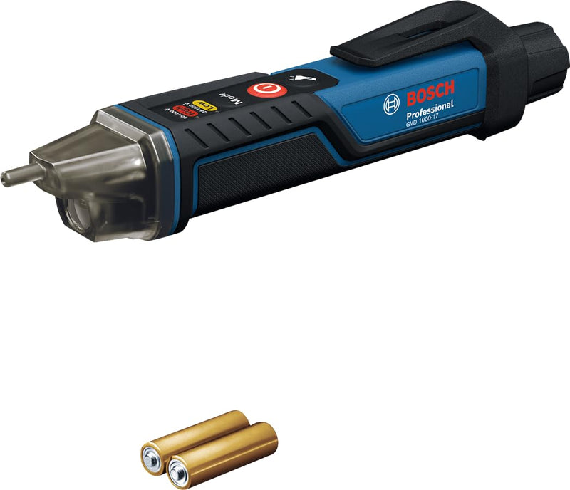 [Australia - AusPower] - Bosch Professional Voltage Tester GVD 1000-17 (Non-Contact Voltage Detection, IP67, Dual Range 24-1000V AC, Integrated Torch, Belt Clip, CAT IV 1000V Tested) 