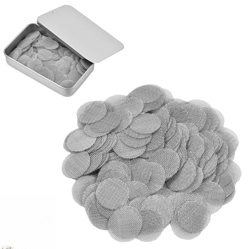 20 mm Pipe Screens, 200 Pieces Stainless Steel Pipe Filter Screens Pipe Screens Pipe Filtering Pipe Metal Sieve Smoke Filter Screen with Storage Box