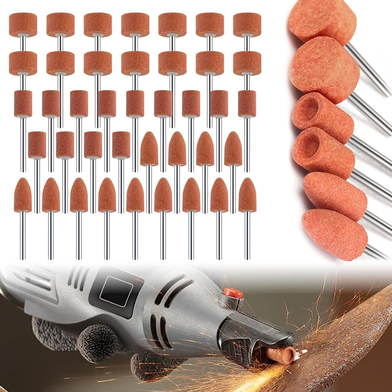 [Australia - AusPower] - Corundum Sanding Tip Set - 45-Piece Sanding Disc Head with 1/8 Inch Shank for Metal, Glass, Jade, Wood - Robust Sanding Attachments for Polishing, Grinding & Deburring for Dremel & Rotary Tools 