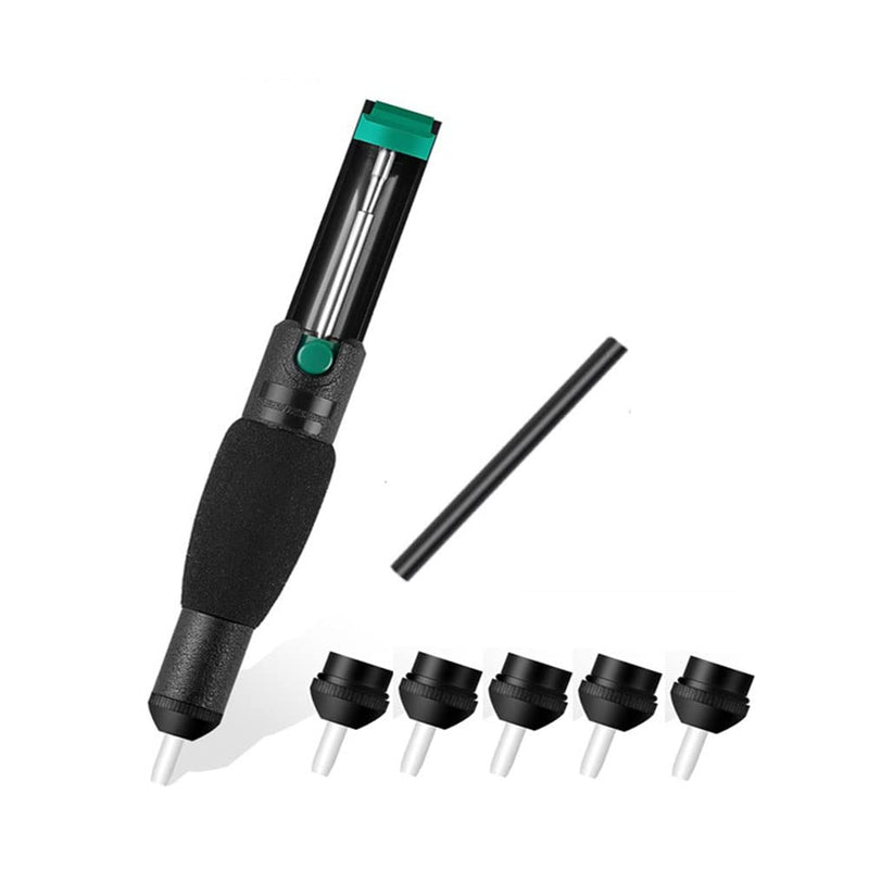 Double Ring Desoldering Suction Pump Made of Plastic, Powerful Soldering Suction Vacuum Cleaner with 5 Additional Nozzles