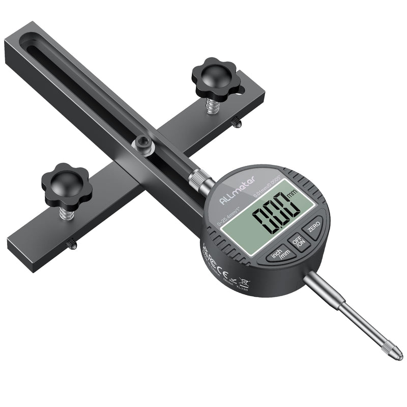 [Australia - AusPower] - ALLmeter Direct Chute Digital Table Saw Gauge with 0.0005" Precision Dial Indicator, CNC Anodized Aluminum Bar for Saw Blade Fence Alignment, Router Arbor Runout Calibration 