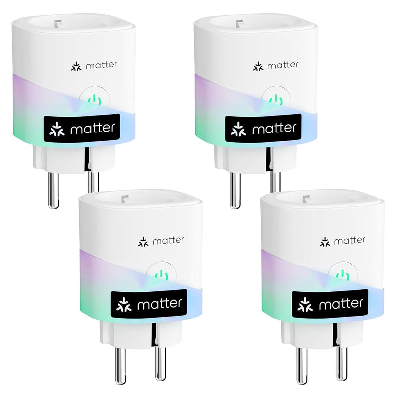 [Australia - AusPower] - meross Matte WLAN Socket with Power Consumption, 16A Smart Socket with Electricity Meter for Balcony Power Plant, Works with Apple Home, Alexa and Google Home, Voice Control, Remote Access, 4 Pieces 4 PCS 