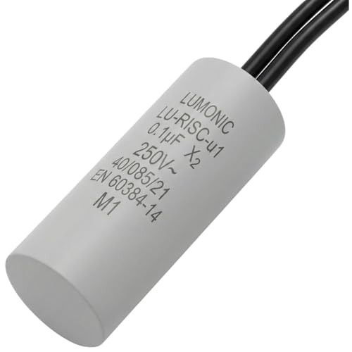 Lumonic I Suppression Capacitor 0.1µF 250VAC I 15 x 35 mm I -40 to +85°CI 2 Connection Cables I 0.1uF I EMC Capacitor I for Household Appliances, Power Tools, Building Technology, Industrial Applications, LED