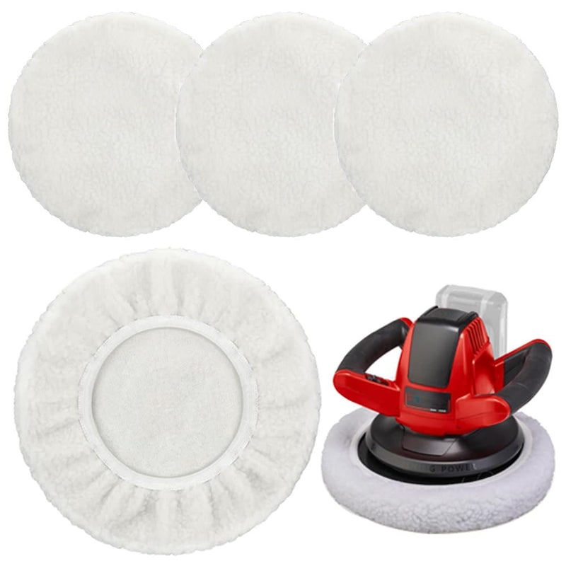 [Australia - AusPower] - Set of 4 Polishing Hoods, 220 mm - 250 mm Lambswool Polishing Hoods, Polishing Covers for Einhell Battery Car Polishing Machines, Car Polishing Pad, Compatible CE-CB 18/254 Li, CC-PO 90 