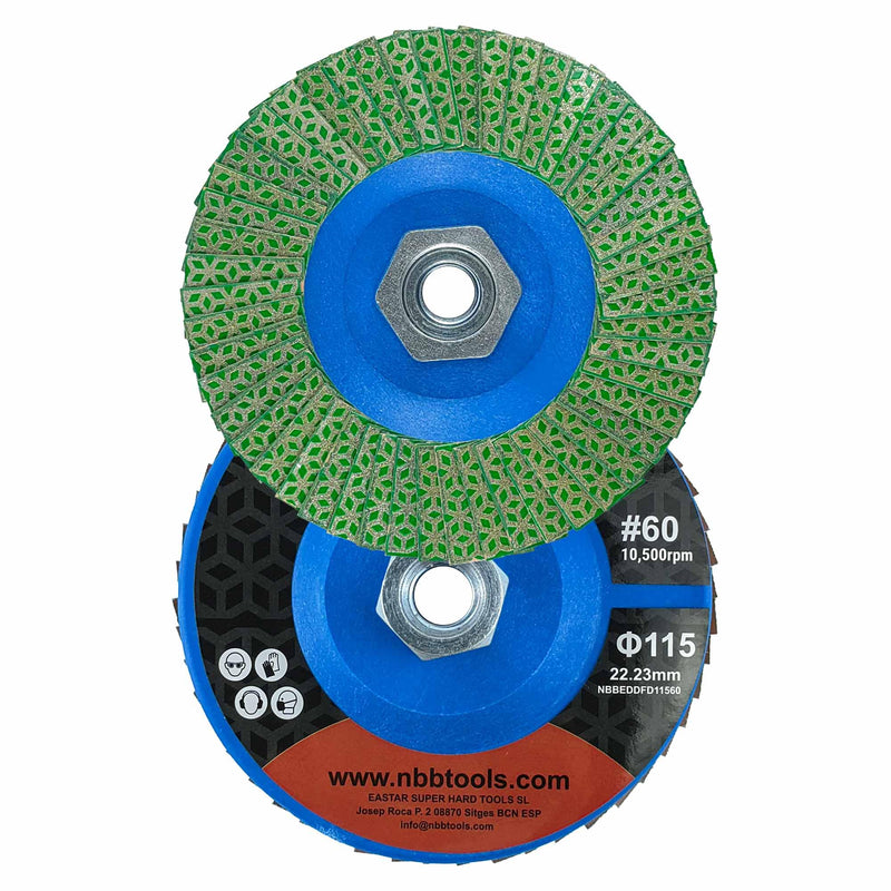 [Australia - AusPower] - NBB Diamond Flap Disc with Diamond Complete with M14 Flange Ideal for Grinding Ceramics, Porcelain Stoneware, Stone Edges and Bevels with Grinder (115mm, 60#, 1) 115 mm, 60# 