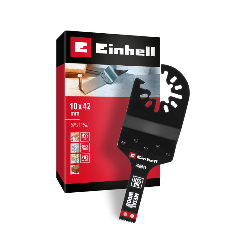 [Australia - AusPower] - Original Einhell Bi-Metal Plunge Saw Blade for Metal and Woodworking (10 mm Width, 42 mm Immersion Depth, PTFE Finishing, Metal Toothing, Quick Change Function) 10mm Tauchsägeblatt 