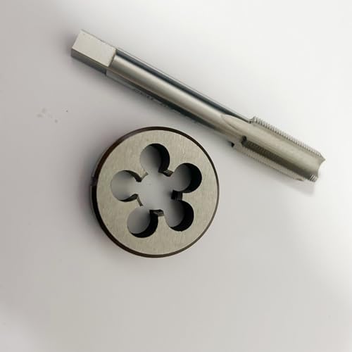 Tap and die set, M14 x 1 mm, thread cutting, fine thread cutting set, straight ribbed tap, high-speed steel material, thread satin roller, for cutting threads