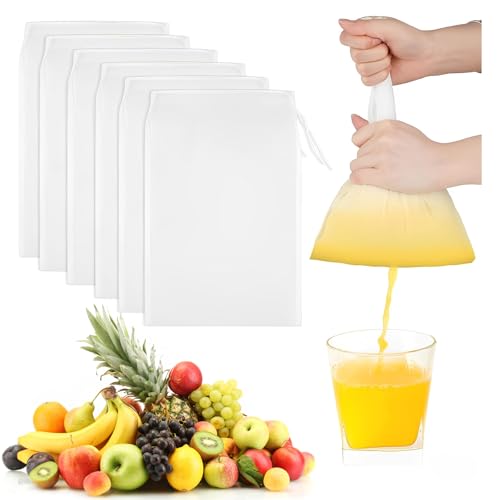 ZM Nut Milk Bags, Pack of 8 Straining Cloth Reusable, 20 x 30 cm, Fine Woven Straining Cloth Nylon Filter Bag, Nut Milk Bag, Organic Washable with Drawstring for Nut Milk, Cheese, Coffee, Yoghurt