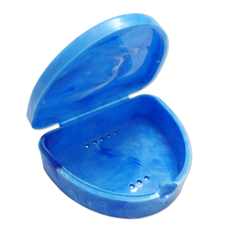 [Australia - AusPower] - Schlanke kieferorthopädische Zahnarzttasche – Marmorfarben für Retainer, Bleichschalen, Zahnersatz und mehr (blauer Marmor) Blauer Marmor 