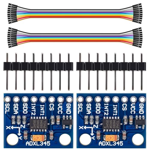 ADXL345 Accelerometer Module with 10cm Cable, 3-Axis Digital Gravity Acceleration/Tilt Module IIC/SPI Transmission Compatible with Arduino - Pack of 2