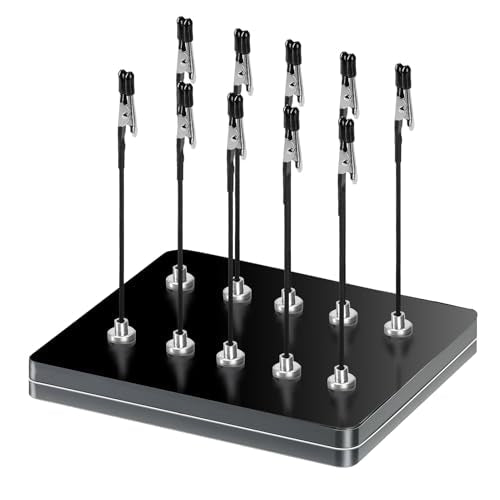 Third Hand Soldering Set - 10 Crocodile Clips with Magnetic Base, Iron Box | 10 clips with rubber protection, flexible arm & magnetic base, iron box as a base. Ideal for soldering, circuit board holders & model making. Kleine-Schwarz