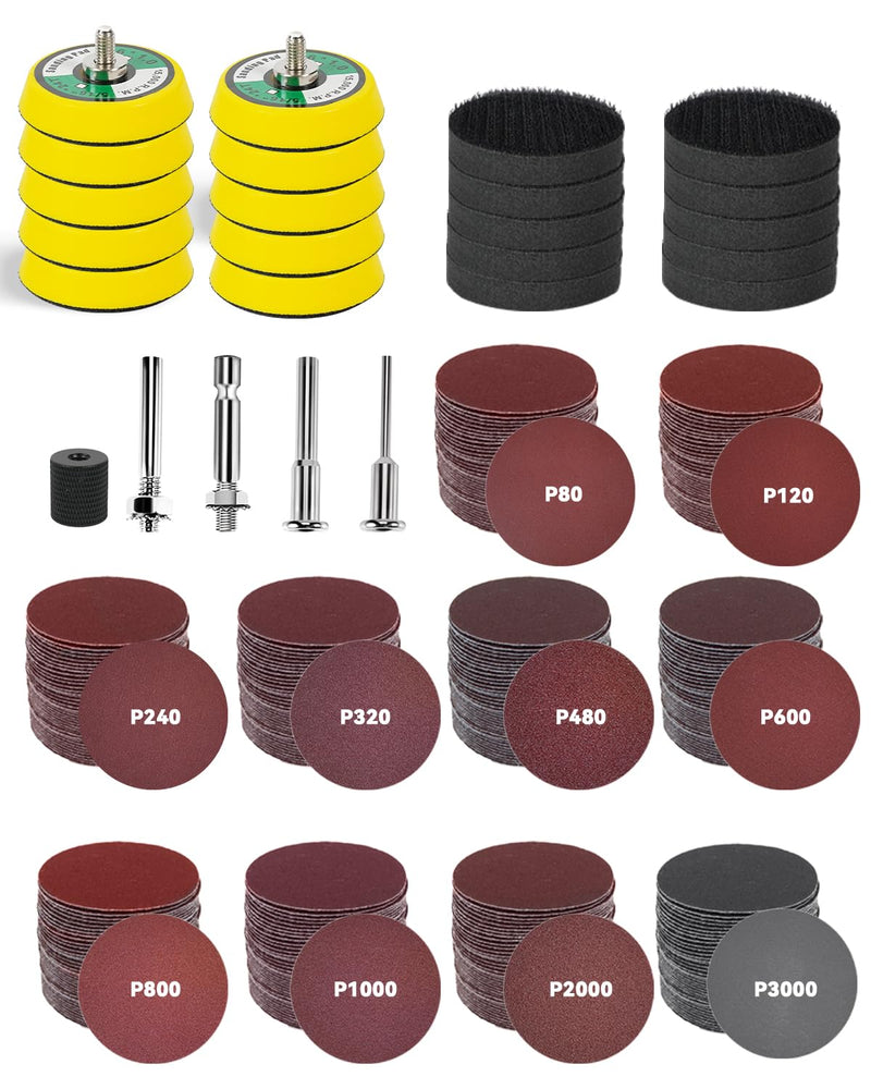 [Australia - AusPower] - 325 pieces 50 mm sandpaper set, sanding discs for Dremel sanding attachments, cordless screwdriver grinding attachment, grain size 80-3000 for headlight preparation, polishing, car, metal, wood 
