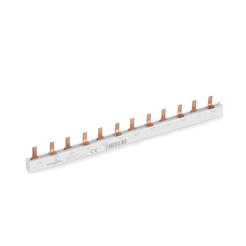 TONGOU Phase Rail 2-Pin 12-Way Busbar Max. 63A Busbar 230/415 V, Suitable for Residential and Commercial Buildings, Precision, Compactness 2P 12-way